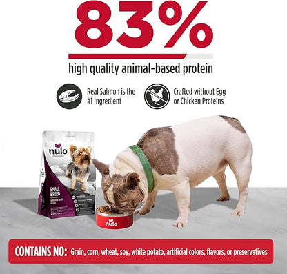 Nulo FreeStyle Small Breed Dog Food Dry - Salmon & Lentils, Puppy & Adult Grain Free Dog Food, Natural, High Protein, Smaller Sized Kibble with BC30 Probiotic for Healthy Digestion Support, 14lb Bag
