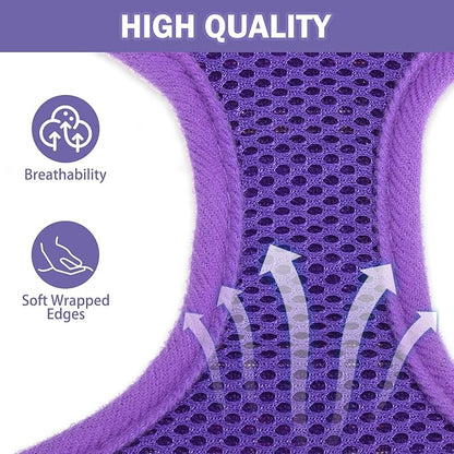SCENEREAL No Pull Dog Harness with Leash Set for Small Dogs - Breathable Soft Mesh Vest, Plaid Design for Daily Walking Training, Fits Chihuahua Bulldog, Purple Size XS