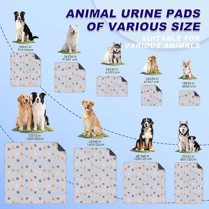 Washable Pee Pads for Dogs, 2 Pack Absorbent Reusable Training Dog Pads Pet Puppy Pads, Non-Slip Potty Pads for Whelping, Playpen, Crate, Bed, Orange, 36"x36"