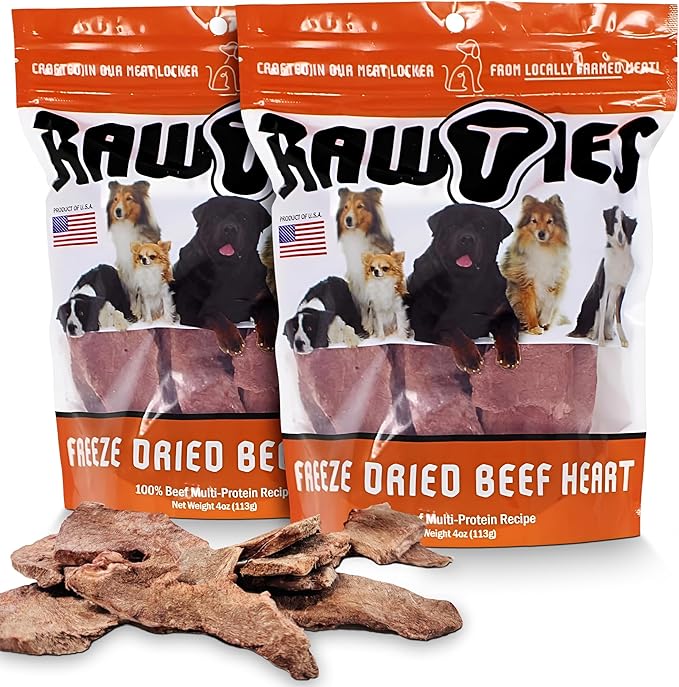 Premium Freeze-Dried Raw Beef Heart for Dogs – 100% USA-Sourced Raw Meat Dog Food – Grain-Free, No Fillers, High Protein Nutrition for Small & Large Breeds, 2 Pack