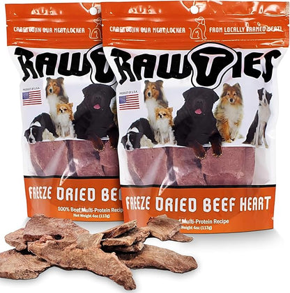 Premium Freeze-Dried Raw Beef Heart for Dogs – 100% USA-Sourced Raw Meat Dog Food – Grain-Free, No Fillers, High Protein Nutrition for Small & Large Breeds, 2 Pack