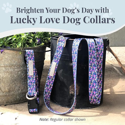 Lucky Love Dog Martingale Dog Collar - Adjustable, No-Slip, Durable, & Soft Webbing Collar for Male and Female Dogs Ideal for Training & Walking - Primrose, Small