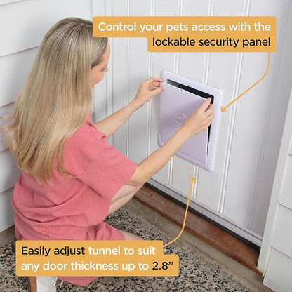 Hakuna Pets Essential Pet Door for Screens, Doors and Walls up to 2.17" Thick, for Dogs and Cats up to 42 lbs, Medium, White