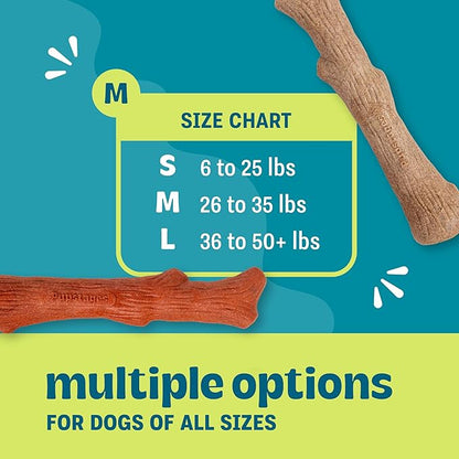 Pupstages Dogwood Mesquite Dog Chew Toy – Real-Wood Blend, Moderate Chewers, Medium, 7.5", 2-Pack (Natural & Mesquite Flavors)