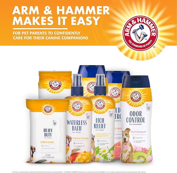 Arm & Hammer Dog Grooming Wipes, Deodorizing Dog Cleaning Wipes with Coconut Water, Gentle for Dogs and Puppies, Paraben and Sulfate Free Formula, Light Coconut Scent, 100 Count