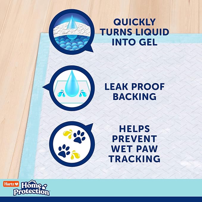 Hartz Home Protection Super Absorbent Odor Eliminating Mountain Fresh Scented No Leaks Dog Pads, XXL 60 Count