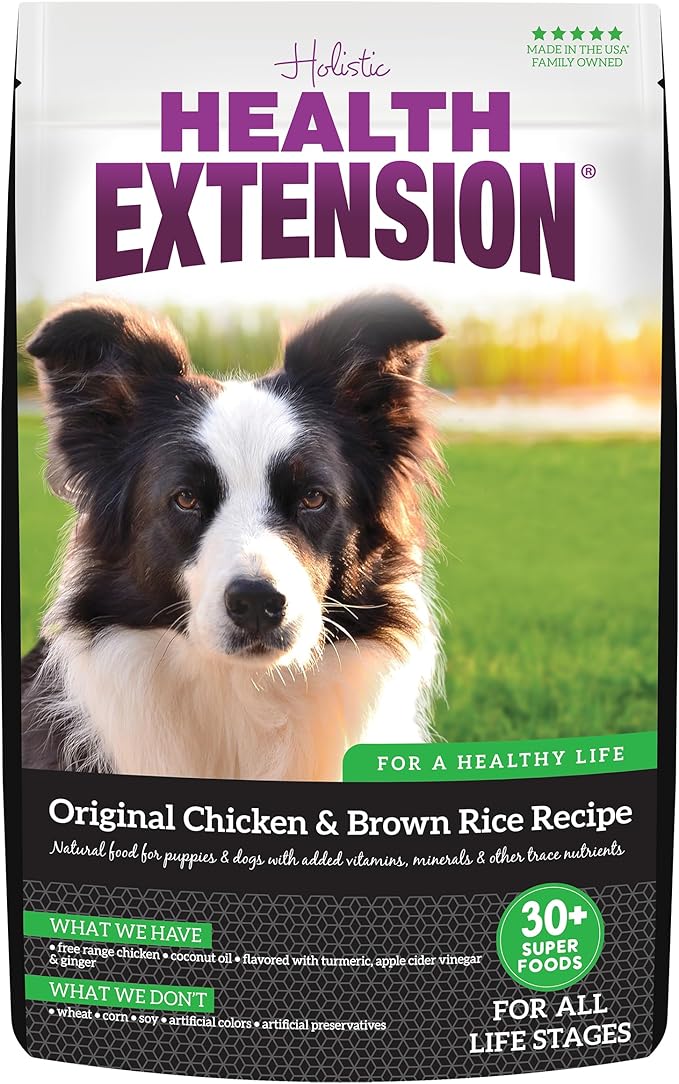 Health Extension Original Chicken & Brown Rice, Protein Packed Formula with Probiotics & Superfoods for Digestion & Coat Health (30 lb Bag)