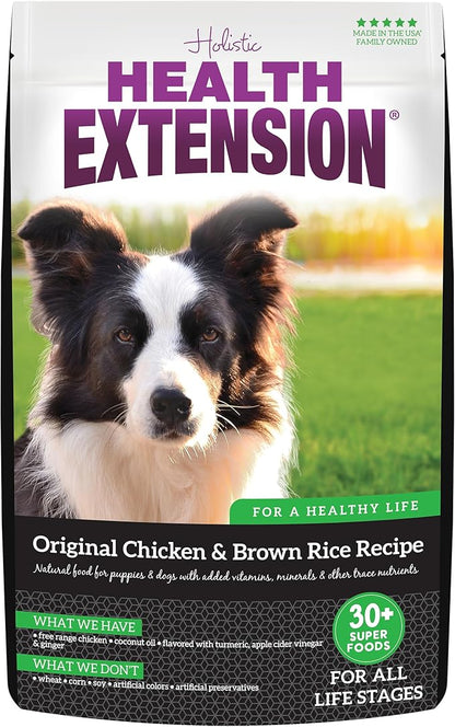 Health Extension Original Chicken & Brown Rice, Protein Packed Formula with Probiotics & Superfoods for Digestion & Coat Health (30 lb Bag)