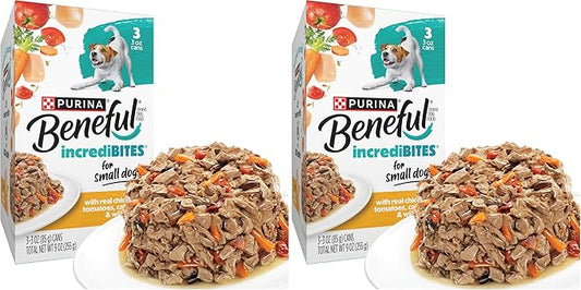 Beneful Purina Small Breed Wet Dog Food in Gravy, IncrediBites with Real Chicken - (16 Packs of 3) 3 oz. Cans