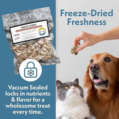 Fresh Is Best Duck Liver Freeze Dried Dog Treats – Raw Freeze Dried Cat Treats in Resealable Zipper Bag – High-Protein for Dogs & Cats – Made in the USA