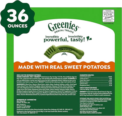Greenies Veterinarian-Recommended Adult Natural Dental Dog Treats Petite Size, Sweet Potato Flavor, 36 oz. Pack, 60 Count