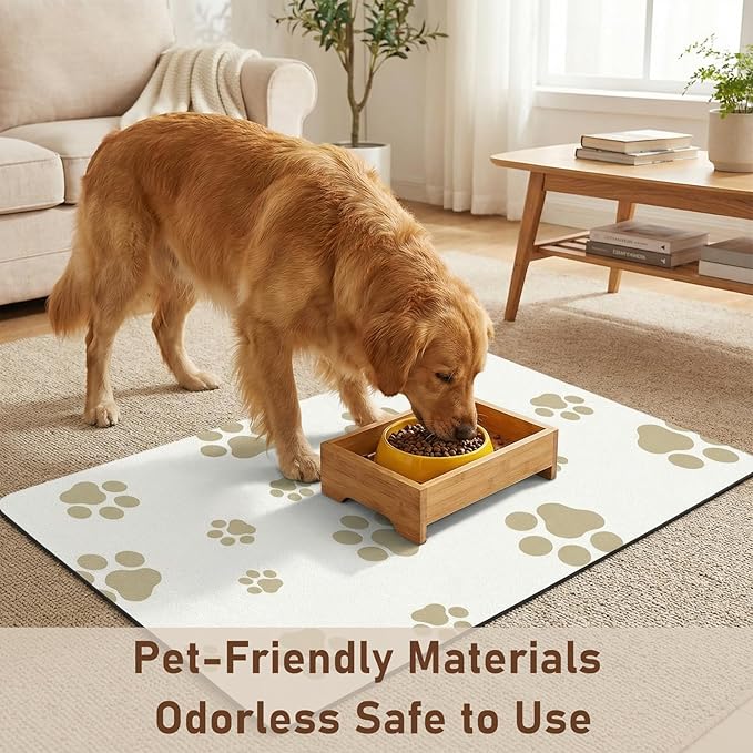 Pet Feeding Mat Dog Cat Food Mat Absorbent No Stains Quick Dry Rubber Bottom Anti-Slip Water Bowl Mats Easy to Clean for Indoor Pet Placemats Water Dispenser Mat