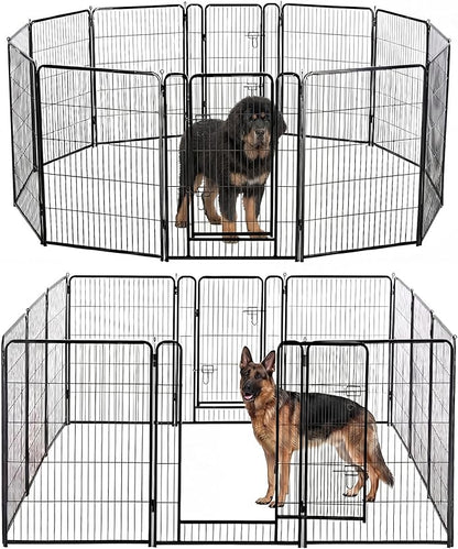 DUMOS Dog Playpen Indoor, Metal 40 Inch 12 Panels Foldable Pet Fence with Door, Outdoor Small Medium Large Dog Puppy Portable Exercise Play Pen for RV Camping, Trips, Play Yard