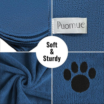 Puomue Microfiber Dog Towels for Drying Dogs, Super Absorbent and Soft Pet Grooming Towel, 40 Inch X 23.6 Inch, Perfect for Large, Medium or Small Dogs, Blue