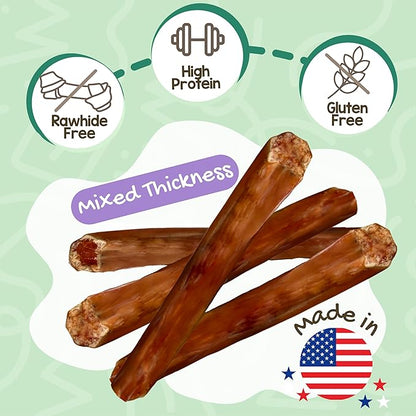 Nature Gnaws USA Steer Sticks for Dogs 5-7" (8oz) - Mixed Thickness - Long Lasting for Aggressive Chewers and Large Dogs - Natural Beef Bully Dog Chew Bones