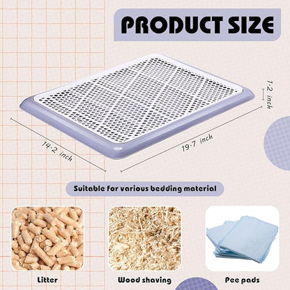 Mifoci 2 Pcs Dog Potty Tray Mesh Puppy Training Pad Holder Floor Protection Portable Pee Pad Pet Toilet Training Tray Litter Box Corner for Medium and Large Dogs (19.7 x 14.2 Inch,Gray)