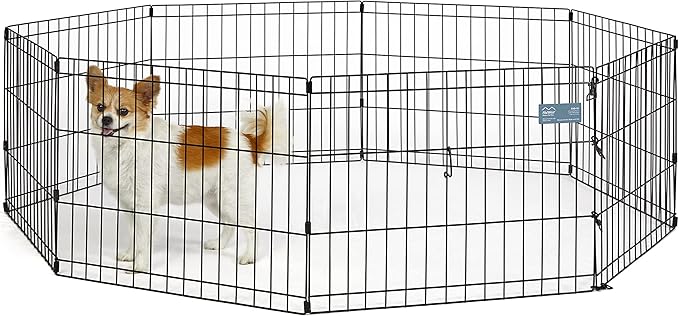 MidWest Homes for Pets 18-Inch Exercise Pen, for Indoor and Outdoor use, 16 Sq Feet of Play, Folding Dog Pen, No Door Design for Maximum Security, Easy to Set Up, Foldable Dog Playpen