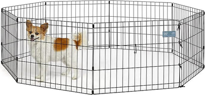 MidWest Homes for Pets 18-Inch Exercise Pen, for Indoor and Outdoor use, 16 Sq Feet of Play, Folding Dog Pen, No Door Design for Maximum Security, Easy to Set Up, Foldable Dog Playpen
