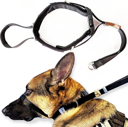 PetsProMax - Dog Headcollar for Pulling and Reactive Dogs; Behind Head Dog Leash Hook Lets You Walk Peacefully; Instantly Stops Your Dog Pulling. Dogs No-Pull Training Collar for Large Dogs. Red (S)