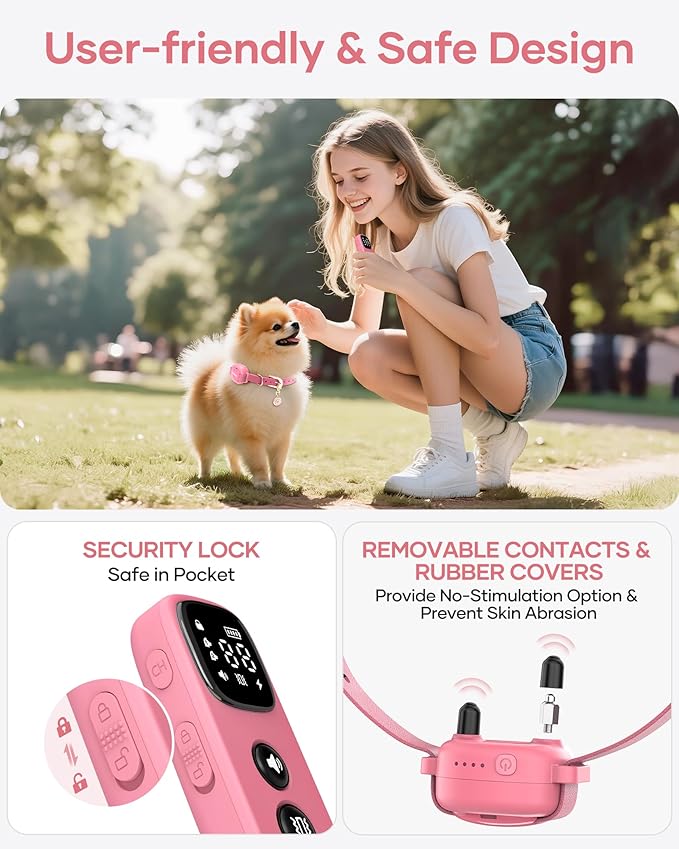 Jugbow 2-in-1 Pet ID Tag & Shock Collar for Small Dogs - 4200FT Dog Training Collar with Remote for 5-30lbs Dogs, IPX8 Waterproof Rechargeable E-Collar with Beep(1-9), Vibration(1-3), Safe Shock(0-16)