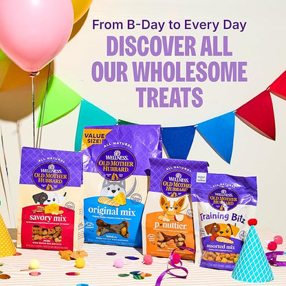 Wellness Old Mother Hubbard Milk Bar P'Nutty B-Day Party Dog Biscuits, Natural Treats, Peanut Butter Flavor with Birthday Icing, 10 oz Bag