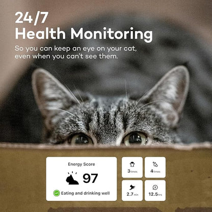 Health Tracker for Cats - Smart Cat Collar with Safety Breakaway Buckle for Indoor Cats, Wellness Alerts, Real-time Monitoring (Sakura, XL)