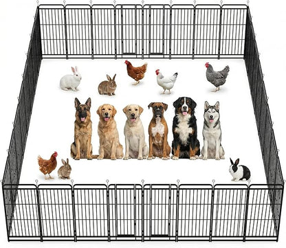 Dog Playpen Outdoor 32 Panels 47'' Rustproof Metal Dog Fence with Gate Small Medium Portable Large Dog Play Pen 72FT 282 Sq.ft for RV Camping, Trips, Play Yard