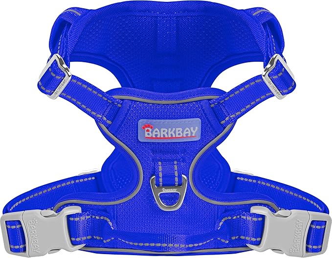 BARKBAY Dog Harness No Pull Mesh for Small Dogs - Adjustable, Reflective, Comfortable, No Choke, Heavy-Duty - Perfect for Outdoor Training, Walking, and Hiking-Strong&Durable- XS & Sapphire Blue Mesh