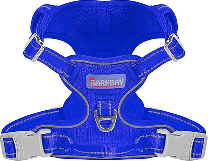 BARKBAY Dog Harness No Pull Mesh for Large Dogs - Adjustable, Reflective, Comfortable, No Choke, Heavy-Duty - Perfect for Outdoor Training, Walking, and Hiking-Strong&Durable- L & Sapphire Blue Mesh