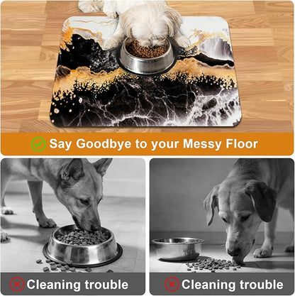 Dog Food Mats for Floors Waterproof Mat for Cat Food and Water Bowls - Absorbent Quick Dry Non Slip Mat for Pet Feeding
