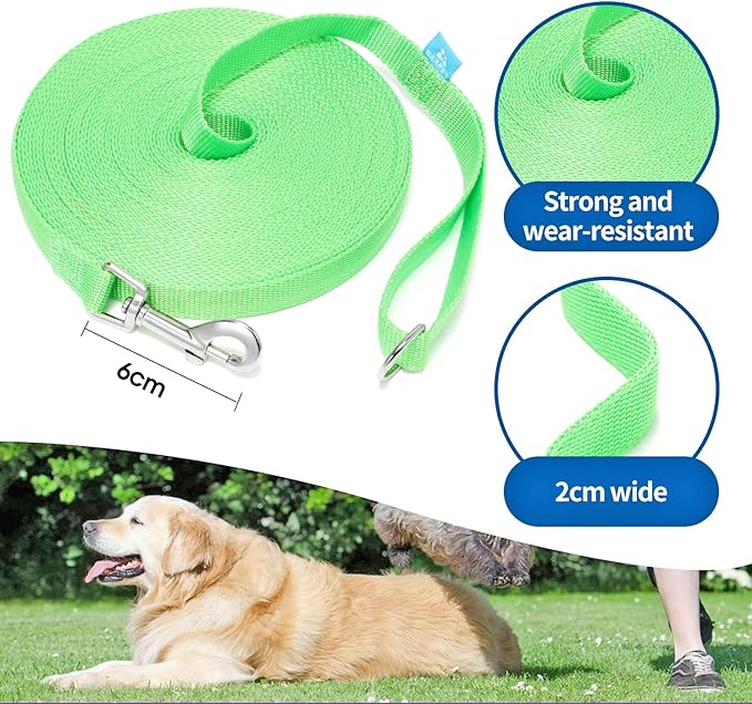 BAAPET 15/20/30/50/100 ft Long Dog Training Leash with Clickers for Small, Medium and Large Dogs or Cats (30 Feet, Springgreen)
