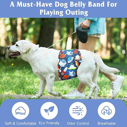 5 Pack Dog Diapers Male Reusable, Premium Belly Bands for Dogs, High Absorbing Male Dog Pee Wraps for Doggie in Incontinence or Excitable Urination and Training Cartoon XS