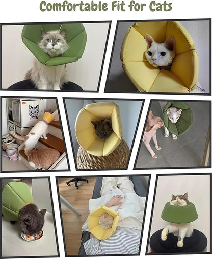 Lightweight Cat Cone Collar, Waterproof Soft Recovery E-Collar for Cats & Small Dogs, Adjustable Protective Elizabethan Collar to Prevent Licking & Biting, Easy-Clean Quick-Dry Design, Green XL Size