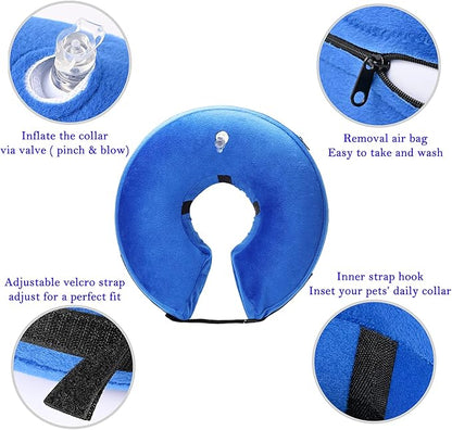 Katoggy Inflatable Dog Cone Collar for After Surgery, Doggie Neck Blow up Donut Recovery ECollar, Soft Adjustable Dog Cone for Small Medium Large Dogs and Cats