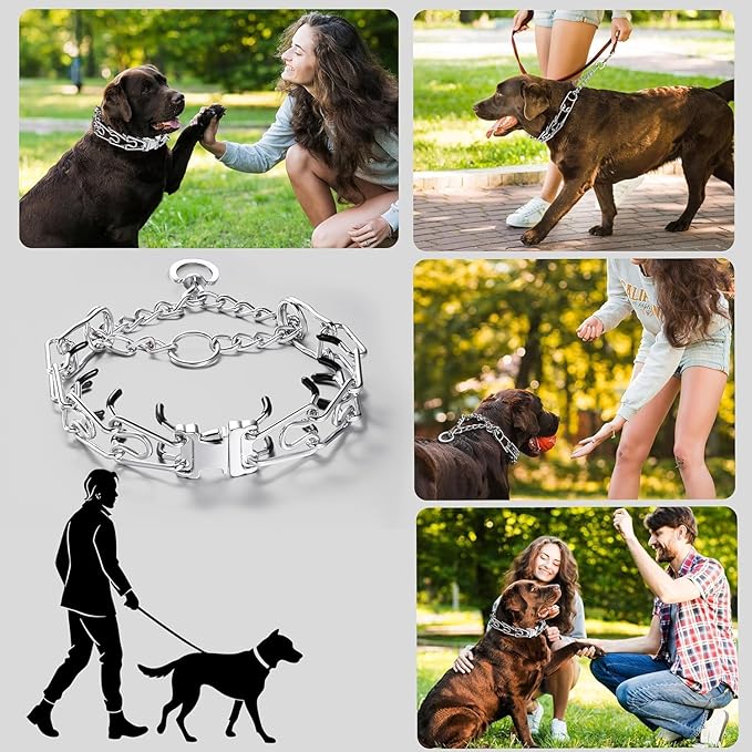 Prong Collar for Dogs, Adjustable Dog Training Collar with Quick Release Buckle for Small Medium Large Dogs (M&L/Neck Girth 14.5"-18.6")