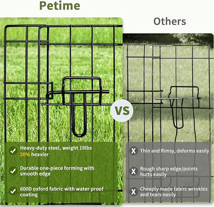 PETIME Foldable Metal Dog Exercise Pen/Pet Puppy Playpen Kennels Yard Fence Indoor/Outdoor 8 Panel 24" W x 30" H with Bottom Pad (with Bottom pad, 8 Panels 30" H)