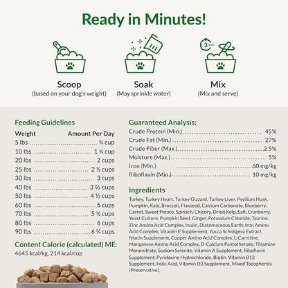 ULTIMATE PET NUTRITION Nutra Complete Reduced Calorie, 100% Freeze Dried Raw Veterinarian-Formulated Premium Adult Dog Food (1 Pound, Turkey)