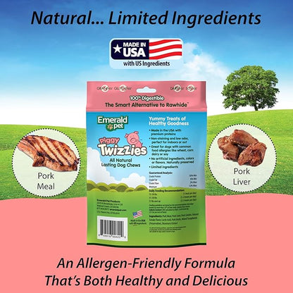 Emerald Pet - Dog Chews, Chew Treats, Rawhide Free, All-Natural Chew Sticks, Lasting Dog Treat, 100% Digestible, Grain-Free, Gluten-Free (Twizzies, Size 6), Pink, 00213