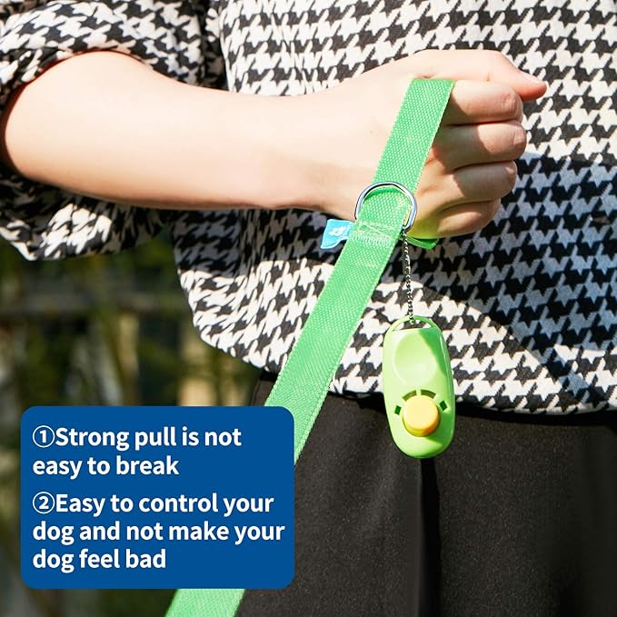 BAAPET 15/20/30/50/100 ft Long Dog Training Leash with Clickers for Small, Medium and Large Dogs or Cats (30 Feet, Springgreen)