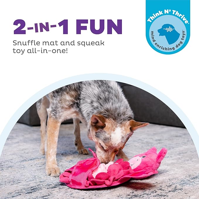 Outward Hound by Nina Ottosson Snuffle Palz Plush Snuffle Mat Dog Treat Puzzle, Non-Slip, Pink, Pig, Large