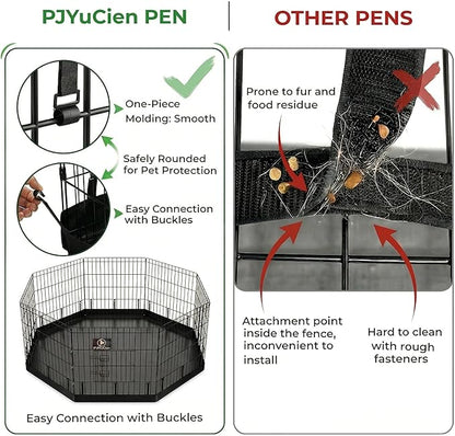 PJYuCien Dog Playpen with Bottom Pad - Metal Foldable Exercise Pen, 8 Panels 36" H x 24" W Indoor Outdoor Pet Fence Puppy Crate Kennel, Black