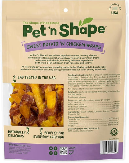 Pet 'n Shape Sweet Potato Chews – Natural Chicken Wrapped Sweet Potato Dog Treats - 42 Ounce