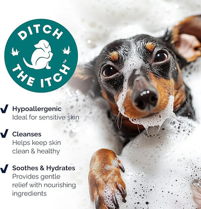 Vetnique Dermabliss Dog Shampoo for Allergies & Itching Advanced Vet Strength with Pramoxine or Regular Strength Vet Formulated Ditch The Itch 16oz Shampoo for Dogs (Regular Strength Dog Shampoo)