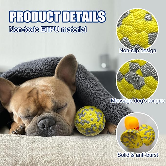 Mankoda Dog Balls, Indestructible Tennis Balls for Dogs, 2.5'' Durable Bouncy Dog Toys for Aggressive Chewers, Interactive Dog Toys for Fetch Game, Lightweight Floating Chew-Proof(4 Pack)
