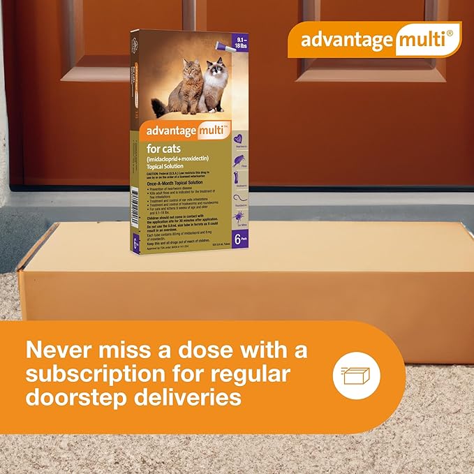 Advantage Multi for Cats 5-in-1 Heartworm Prevention | Kills Fleas & More | Cats 9.1-18 lbs. | 6-Month Supply