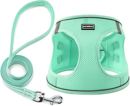 Dog Harness with Leash Set, No Pull Adjustable Reflective Step-in Puppy Pet Vest Harnesses for Small Medium Large Dogs and Cats,Green M