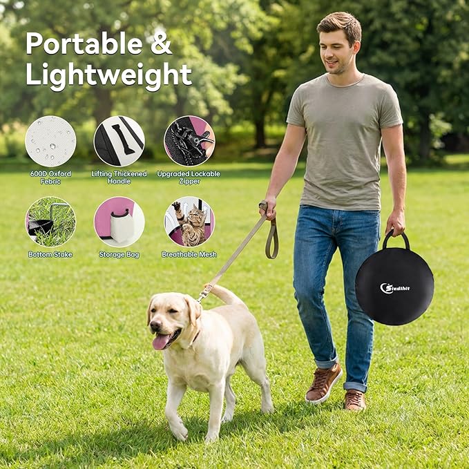 Dog Playpen,Cat Pet Puppy Pen,Portable Playpens for Dogs Indoor Outdoor Travel Camping Use,Foldable Dog Kennel Tent Crate for Rabbit Small Animals with Carrying Case (Pink, Large)