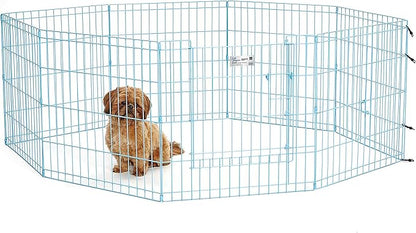 MidWest Homes for Pets 24-Inch Exercise Pen, for Indoor and Outdoor Use, 16 Sq Feet of Play, Single Door Folding Dog Pen, with Large Door Opening & Secure Latch, Easy to Set Up, Foldable Dog Playpen