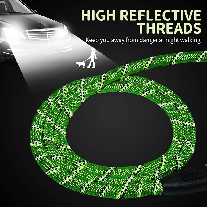 Long Dog Leash for Training 50Ft-Reflective Nylon Rope with Swivel Hook-Recall Agility Lead for Large Small Medium Dogs Outside Walking Hiking-Green Diam 1/2"