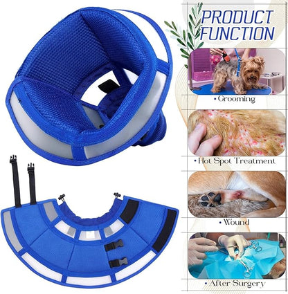 Dora Bridal Dog Cone Collar for Medium Dogs After Surgery, Soft Comfy Recovery Pet Cone Alternative, Adjustable Elizabethan Collar for Dogs to Stop Licking, Blue, M